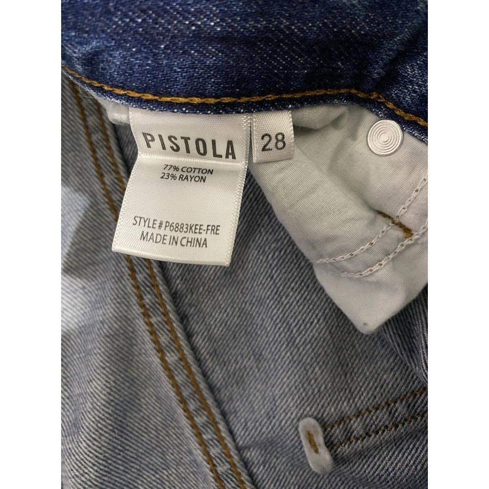Pistola Women Charlie High Rise Straight Jeans 28 Raw Hem Button‎ Fly Blue Denim - Picture 9 of 10